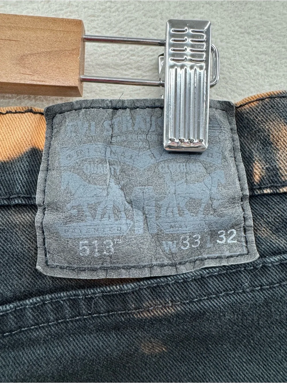 Levi's 513 Mens 33 Shorts Black Tie Dye Denim Cutoff